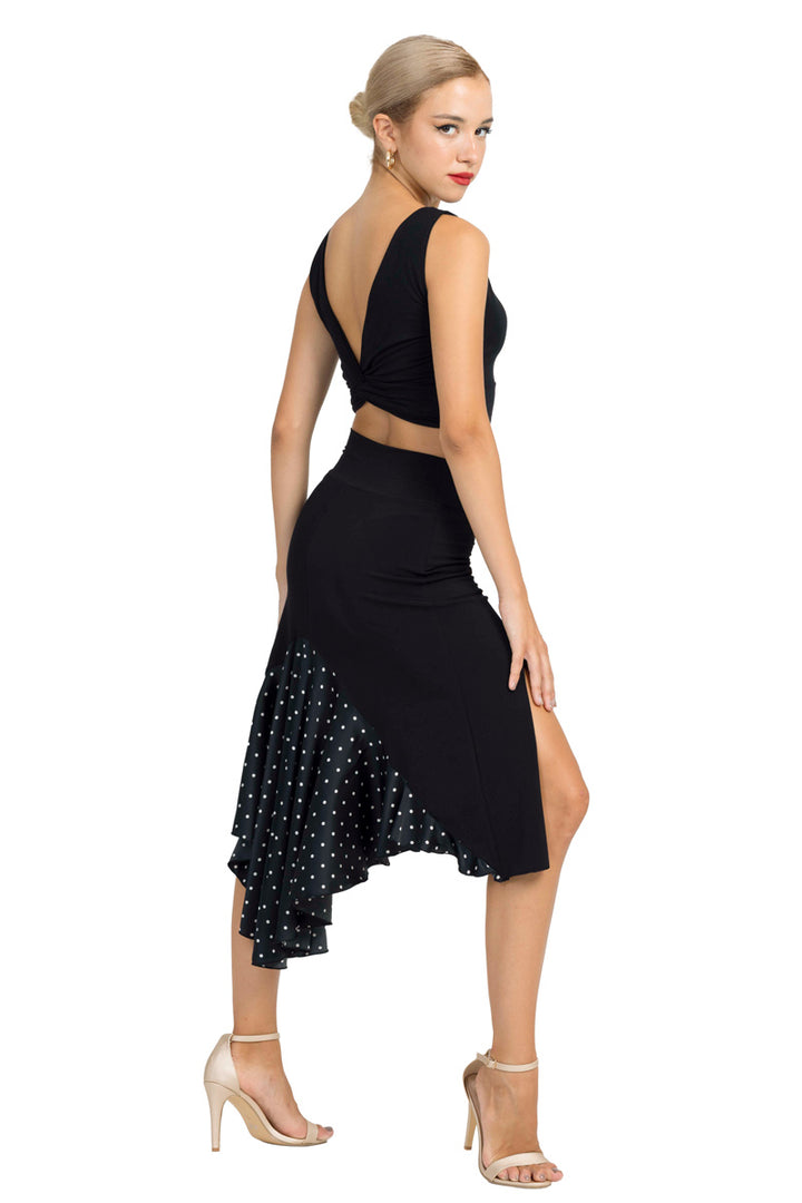 Black Tango Skirt With Satin Polka-Dot Tail