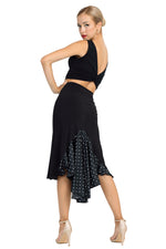 Load image into Gallery viewer, Black Tango Skirt With Satin Polka-Dot Tail