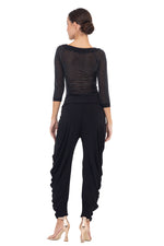 Load image into Gallery viewer, Black Top With Lamé Mesh Back And Sleeves