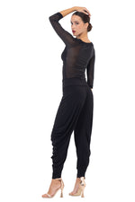 Load image into Gallery viewer, Black Top With Lamé Mesh Back And Sleeves