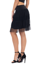 Load image into Gallery viewer, Black Tulle Above-Knee Skirt With Sparkling Details