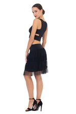Load image into Gallery viewer, Black Tulle Above-Knee Skirt With Sparkling Details