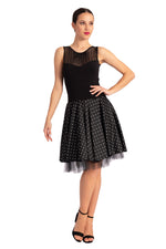 Load image into Gallery viewer, Black Two-layer Rock &#39;n&#39; Roll Polka Dot Skirt 