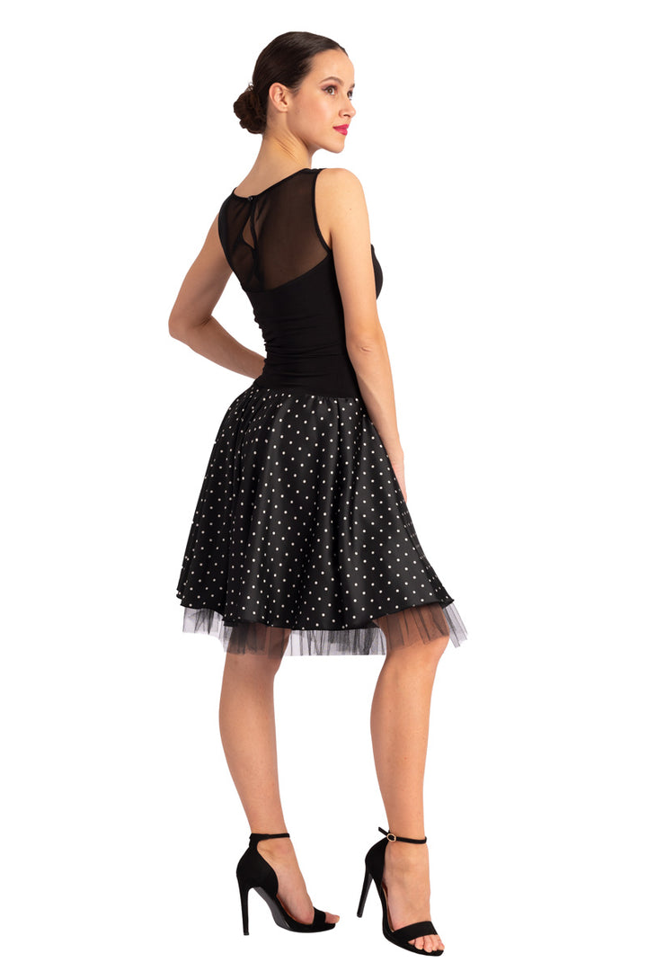Black Two-layer Rock 'n' Roll Polka Dot Skirt