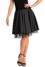 Load image into Gallery viewer, Black Two-layer Rock &#39;n&#39; Roll Polka Dot Skirt