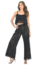 Load image into Gallery viewer, Black Zig-Zag Lace Loose Crop Top
