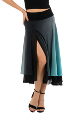 Load image into Gallery viewer, Black &amp; Blue Gradient Two-layer Georgette Skirt
