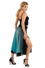 Load image into Gallery viewer, Black &amp; Blue Gradient Two-layer Georgette Skirt
