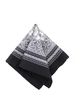 Load image into Gallery viewer, Black &amp; Grey Paisley Print Silk Men's Pocket Square
