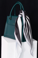 Load image into Gallery viewer, Black &amp; Off-white Irregular Striped Satin Diamond Scarf