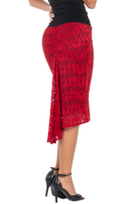 Load image into Gallery viewer, Black &amp; Red Heart Shap Lace Fishtail Tango Skirt
