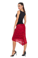 Load image into Gallery viewer, Black &amp; Red Heart Shap Lace Fishtail Tango Skirt
