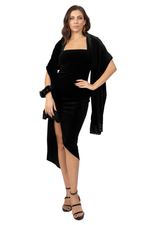 Load image into Gallery viewer, Black Velvet Shawl With Tulle Edges