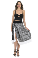 Load image into Gallery viewer, Black &amp; White Mesh Zebra Print Two-layer Satin Skirt
