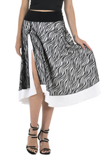 Load image into Gallery viewer, Black &amp; White Mesh Zebra Print Two-layer Satin Skirt
