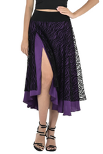 Load image into Gallery viewer, Black &amp; Purple Mesh Zebra Print Two-layer Satin Skirt
