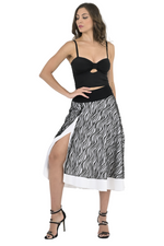 Load image into Gallery viewer, Black &amp; White Mesh Zebra Print Two-layer Satin Skirt
