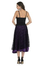 Load image into Gallery viewer, Black &amp; Purple Mesh Zebra Print Two-layer Satin Skirt
