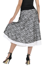 Load image into Gallery viewer, Black &amp; White Mesh Zebra Print Two-layer Satin Skirt
