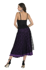 Load image into Gallery viewer, Black &amp; Purple Mesh Zebra Print Two-layer Satin Skirt
