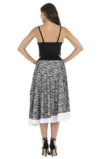 Load image into Gallery viewer, Black &amp; White Mesh Zebra Print Two-layer Satin Skirt
