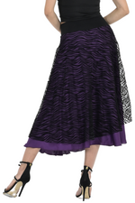 Load image into Gallery viewer, Black &amp; Purple Mesh Zebra Print Two-layer Satin Skirt
