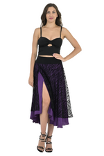 Load image into Gallery viewer, Black &amp; Purple Mesh Zebra Print Two-layer Satin Skirt
