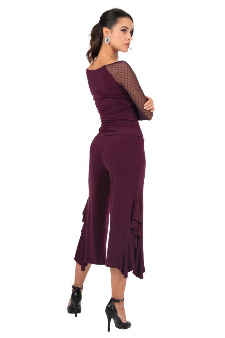 Side Ruffled Capri Pants