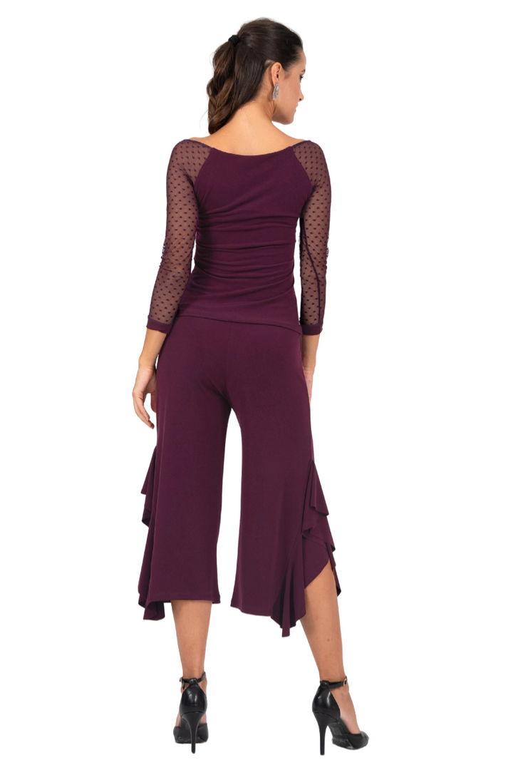 Blouse With Dotted Tulle Sleeves