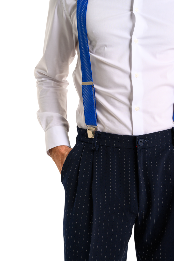 Blue Polka-Dot Men's Adjustable Suspenders