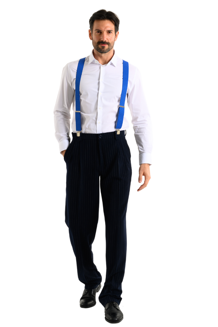 Blue Polka-Dot Men's Adjustable Suspenders