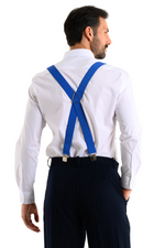 Load image into Gallery viewer, Blue Polka-Dot Men&#39;s Adjustable Suspenders
