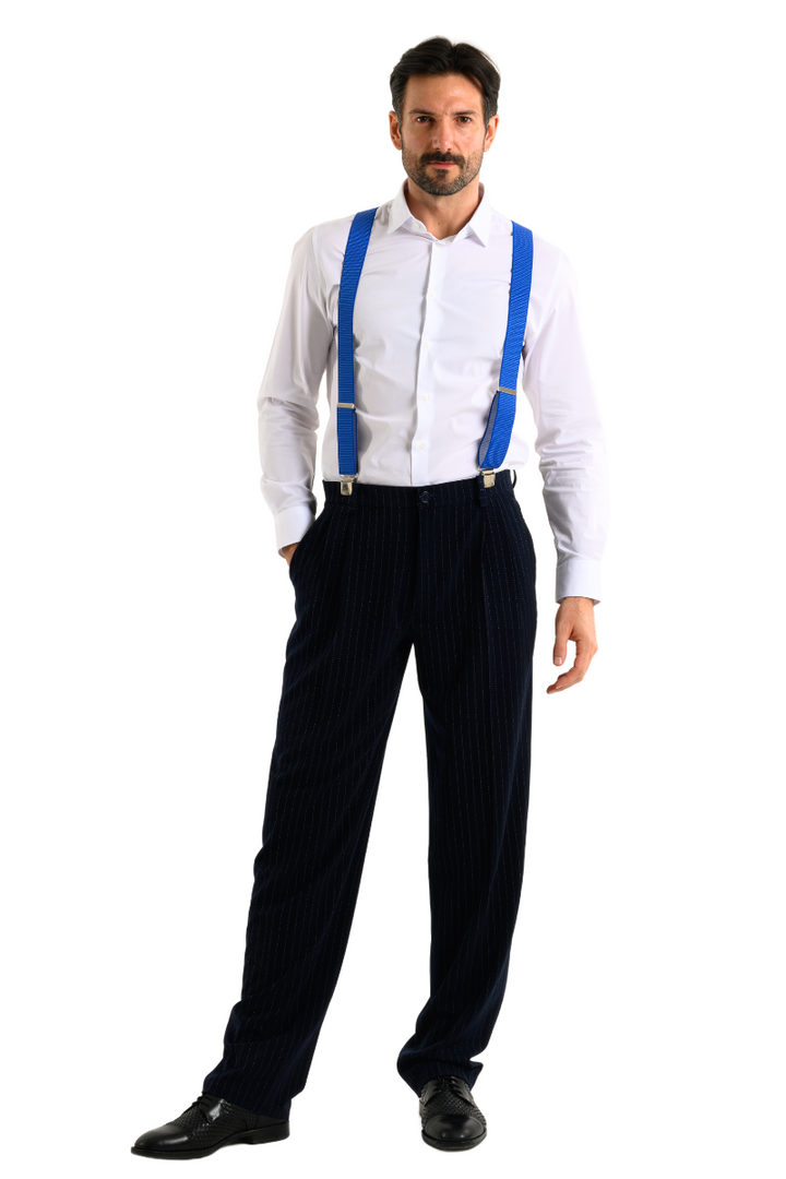 Blue Polka-Dot Men's Adjustable Suspenders