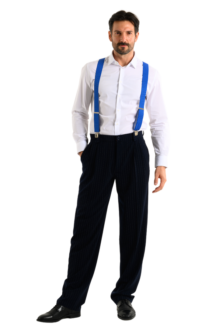 Blue Polka-Dot Men's Adjustable Suspenders conDiva Blue Polka-Dot Men's Adjustable Suspenders conDiva