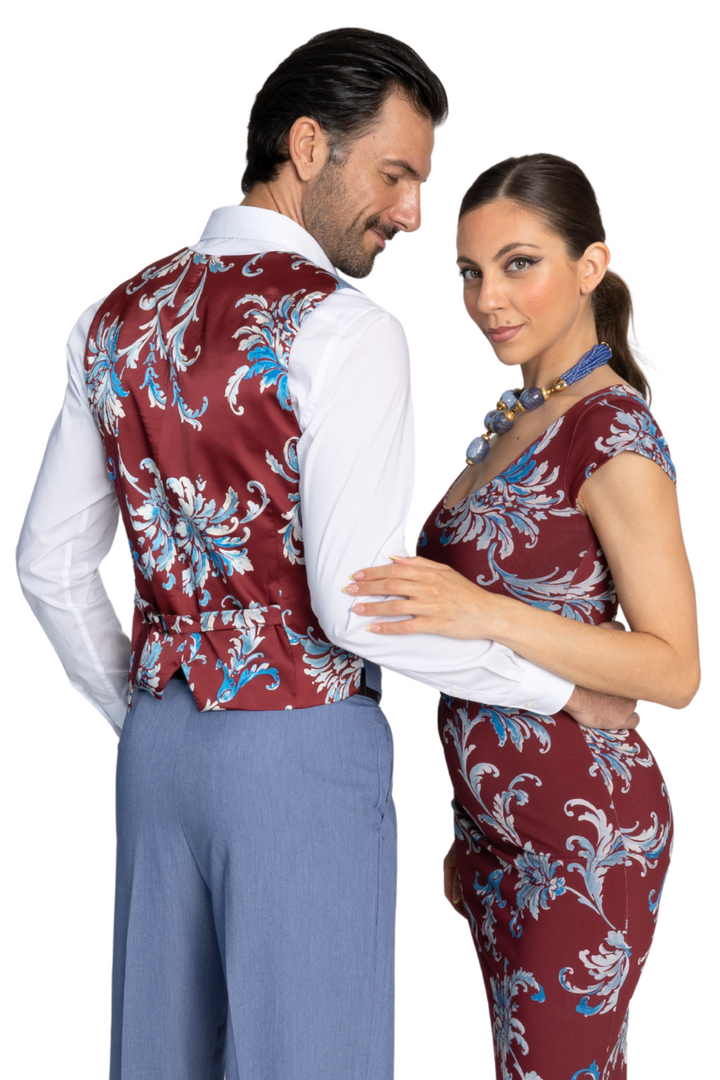 Blue And Gold Statement Beaded Tango Necklace