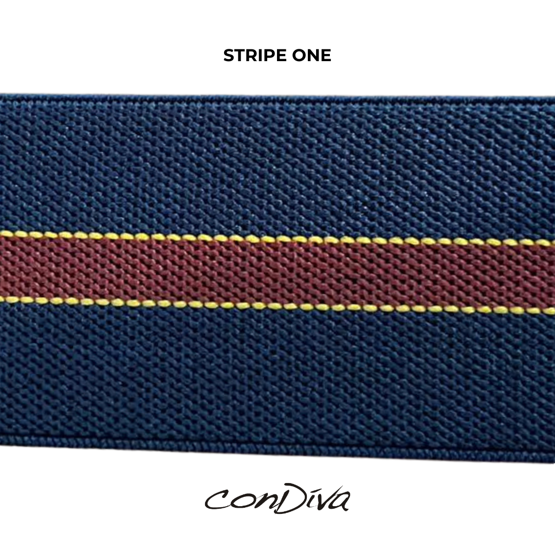 Blue Men's Adjustable Suspenders With Burgundy Stripe