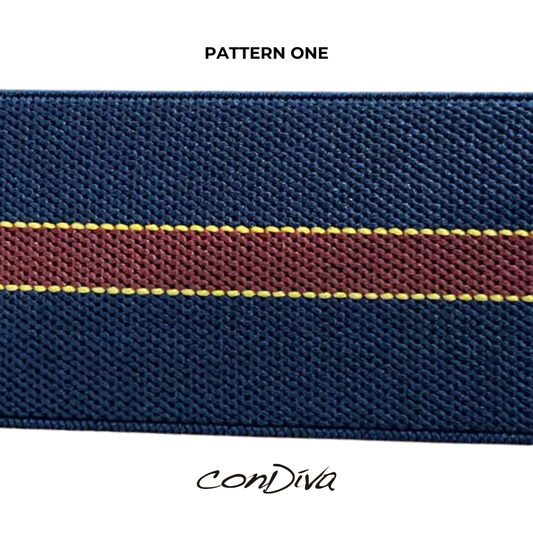 Blue Men's Adjustable Suspenders With Burgundy Stripe
