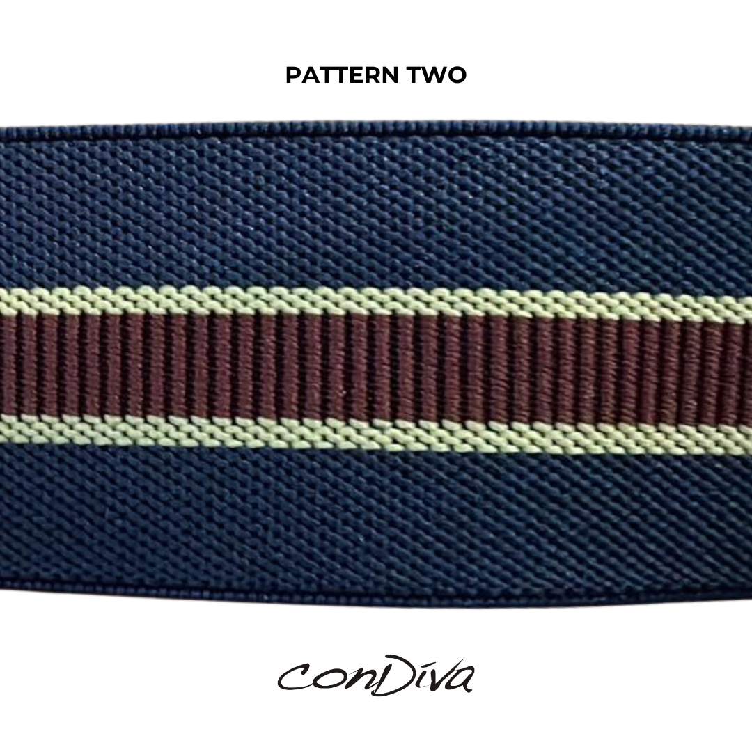 Blue Men's Adjustable Suspenders With Burgundy Stripe
