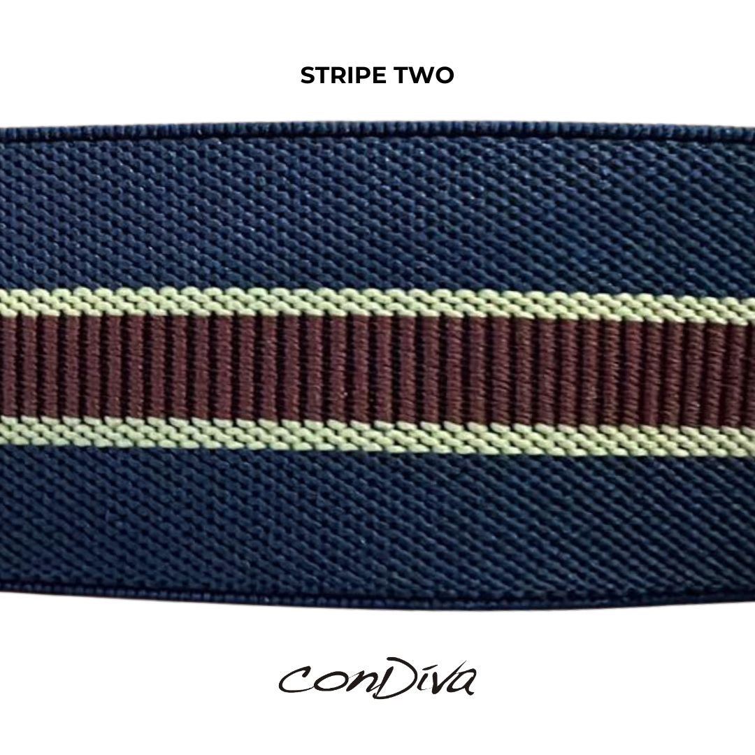Blue Men's Adjustable Suspenders With Burgundy Stripe