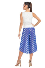 Load image into Gallery viewer, Blue &amp; White Polka-Dot Mesh Georgette Capri Pants
