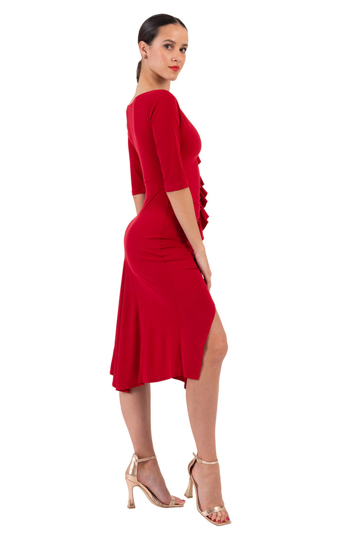 Bodycon Dance Dress With Front Ruffles And Gatherings