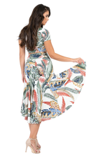 Load image into Gallery viewer, Botanic Leaf Print Tango Skirt With Right Slit
