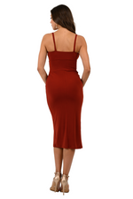 Load image into Gallery viewer, Bow Bust Midi Dress With Slit
