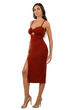 Load image into Gallery viewer, Bow Bust Midi Dress With Slit
