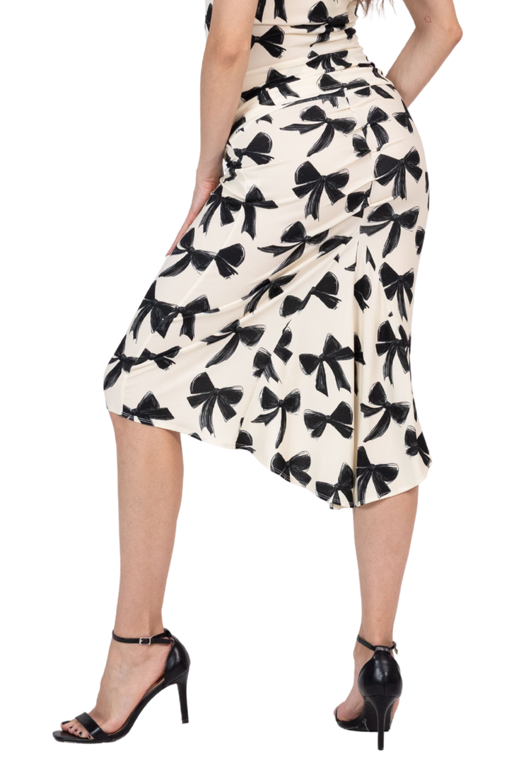 Bows Print Fishtail Tango Skirt