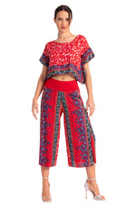Load image into Gallery viewer, Bright Red Floral Print Boxy Co-ord Crop Top