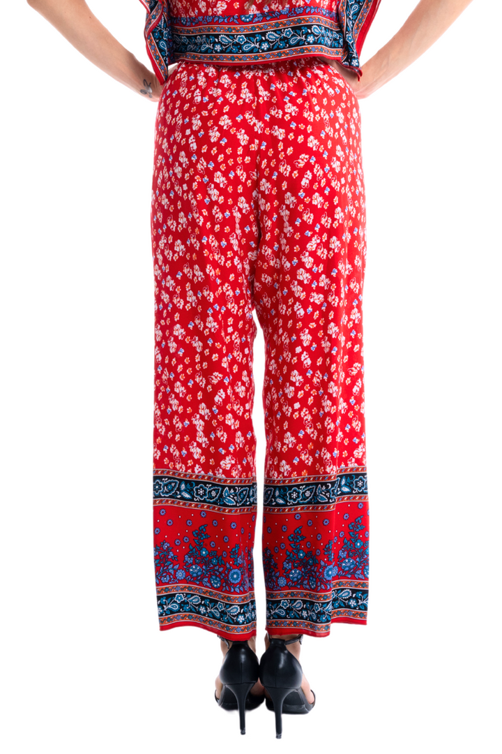 Bright Red Floral Print Tango Pants