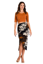 Load image into Gallery viewer, Bronze Orange Waist Tie Top With Short Sleeves
