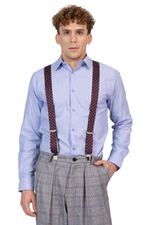 Load image into Gallery viewer, Burgundy Rhombus Print Men's Adjustable Suspenders