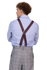 Load image into Gallery viewer, Burgundy Rhombus Print Men's Adjustable Suspenders